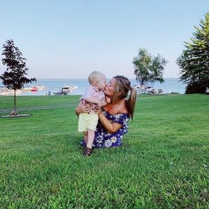 Off the shoulder blue floral dress